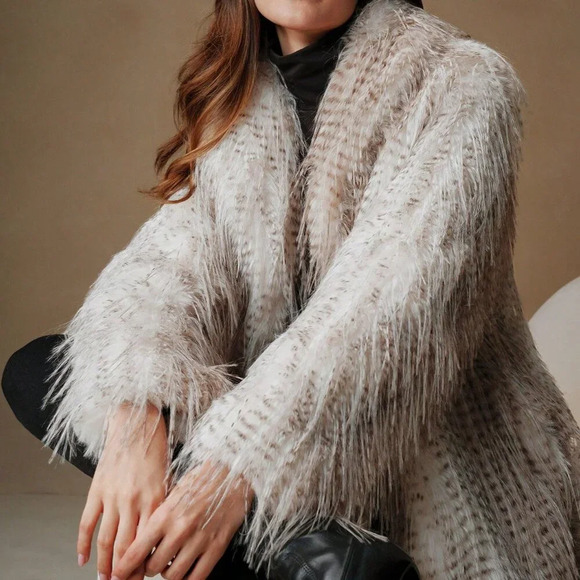 Casual Women's Fashion Faux Fur Long Coat - Picture 2 of 6